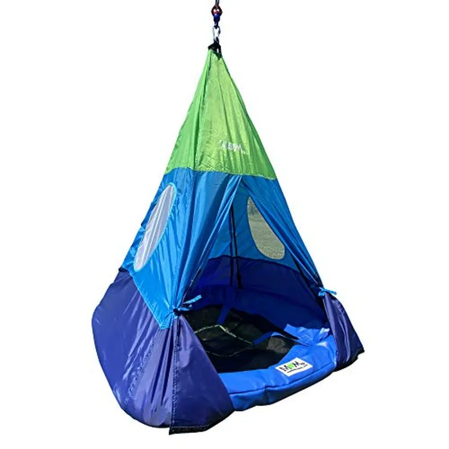Balançoire de tente tipi extérieure pour entreprises de vente, plate-forme en textilène de 39 pouces, tente détachable colorée, Fort d'arbre suspendu, 250 lb, S