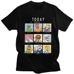 Custom Classic Muppets Mood Chart T Shirt Men Short Sleeved Anime Cartoon T-shirt Casual Tee Pre-shrunk Cotton Slim Tshirt Gift