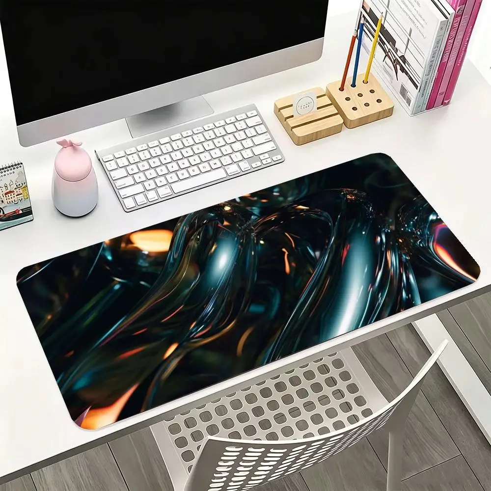Large Size Playmat Glossy Dark Teal Metal Liquid Texture Mousepad For Home Laptop Gaming Table Mat