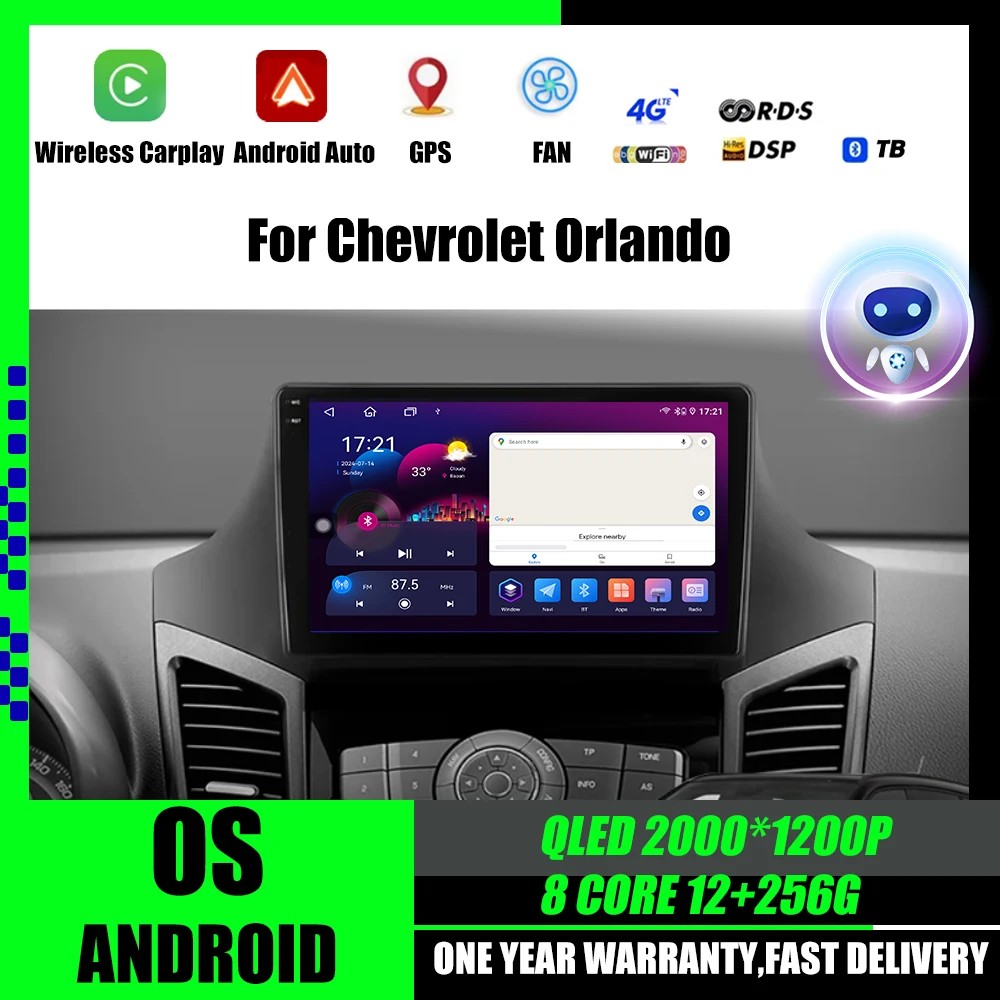 for Chevrolet Orlando 2010 - 2018 Auto Carplay Android 14 Car Radio Stereo Multimedia Video GPS Navigation Player BT 5.0