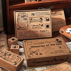 Journal GO Retro Antique Wood Stamp Set Wooden Rubber Stamps Vintage Craft for Scrapbooking Journal Card Making Decoration