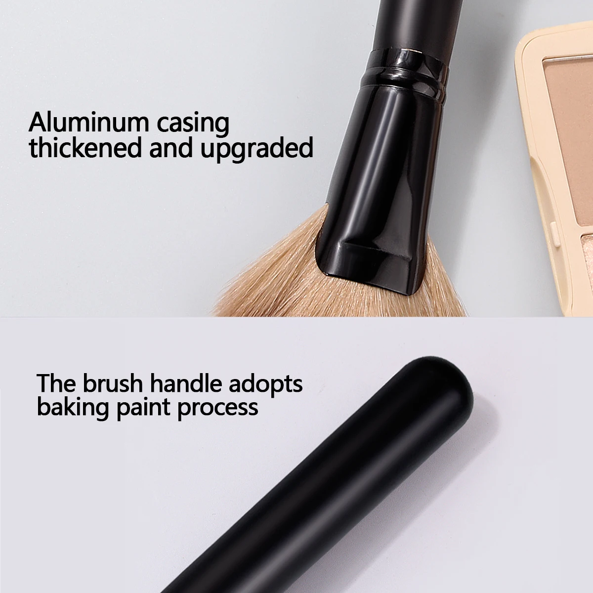 1 peça de novo pincel em forma de leque com cabo de madeira, pincel de contorno, pincel de blush e ferramenta multifuncional de pincel de maquiagem facial