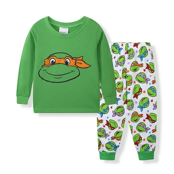 2pcs Anime Teenage Mutant Ninja Turtles Pajama Boys Home Clothes Children's Kawaii Pajamas Cartoon Cosplay Sleepwear Suits Gift 2