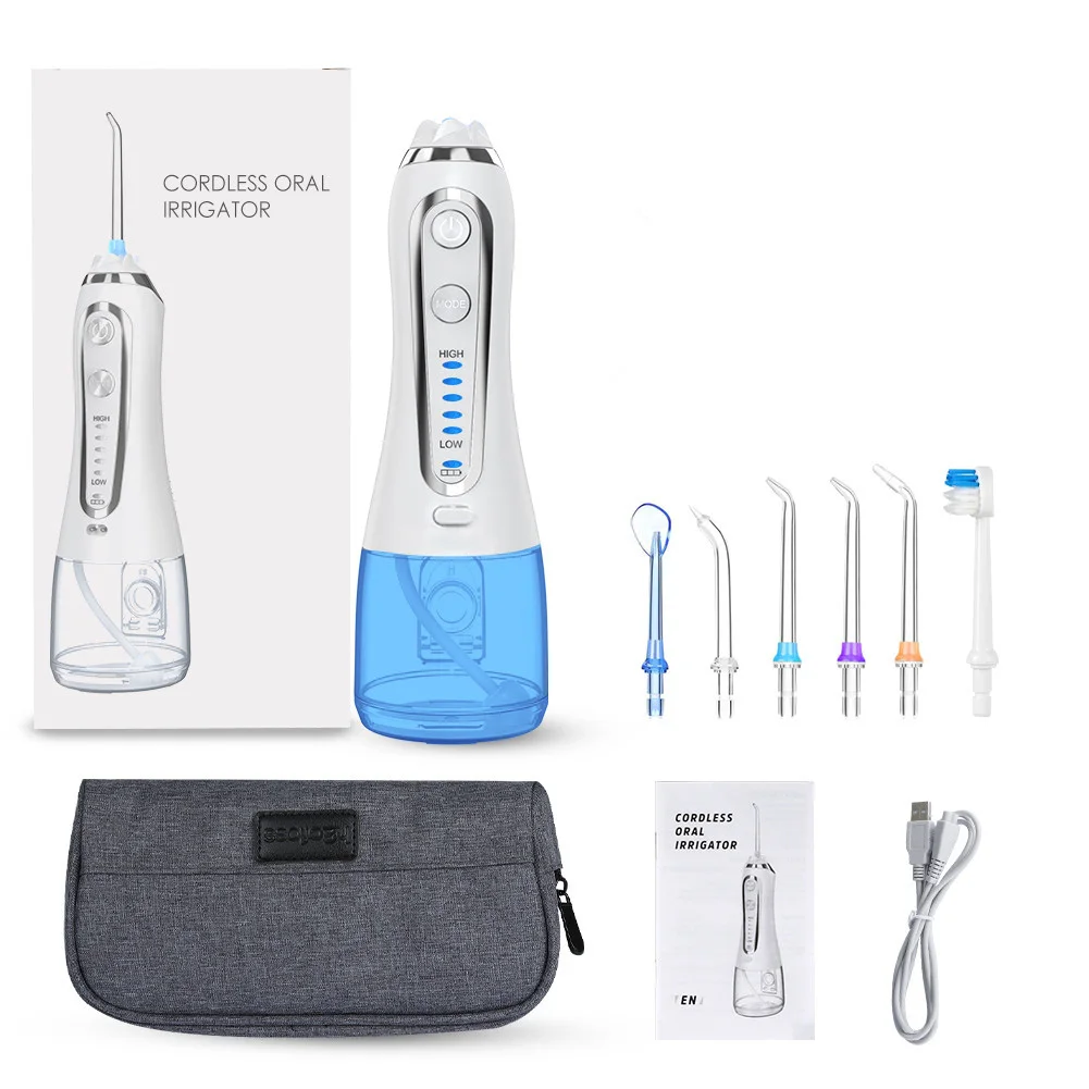 5 Mode Oral Irrigator USB Rechargeable Dental Floss Portable Dental Water Flosser Jet 300ml Irrigator Dental Teeth Cleaner+6 Jet