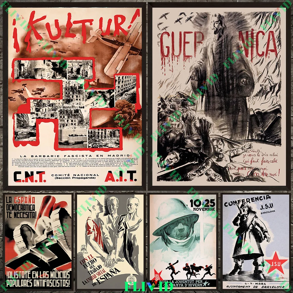 

Spanish Civil War Poster Guernica War Wall Art Canvas Painting, Social Unity War Art Wall Print Picture Home Decor Unframed