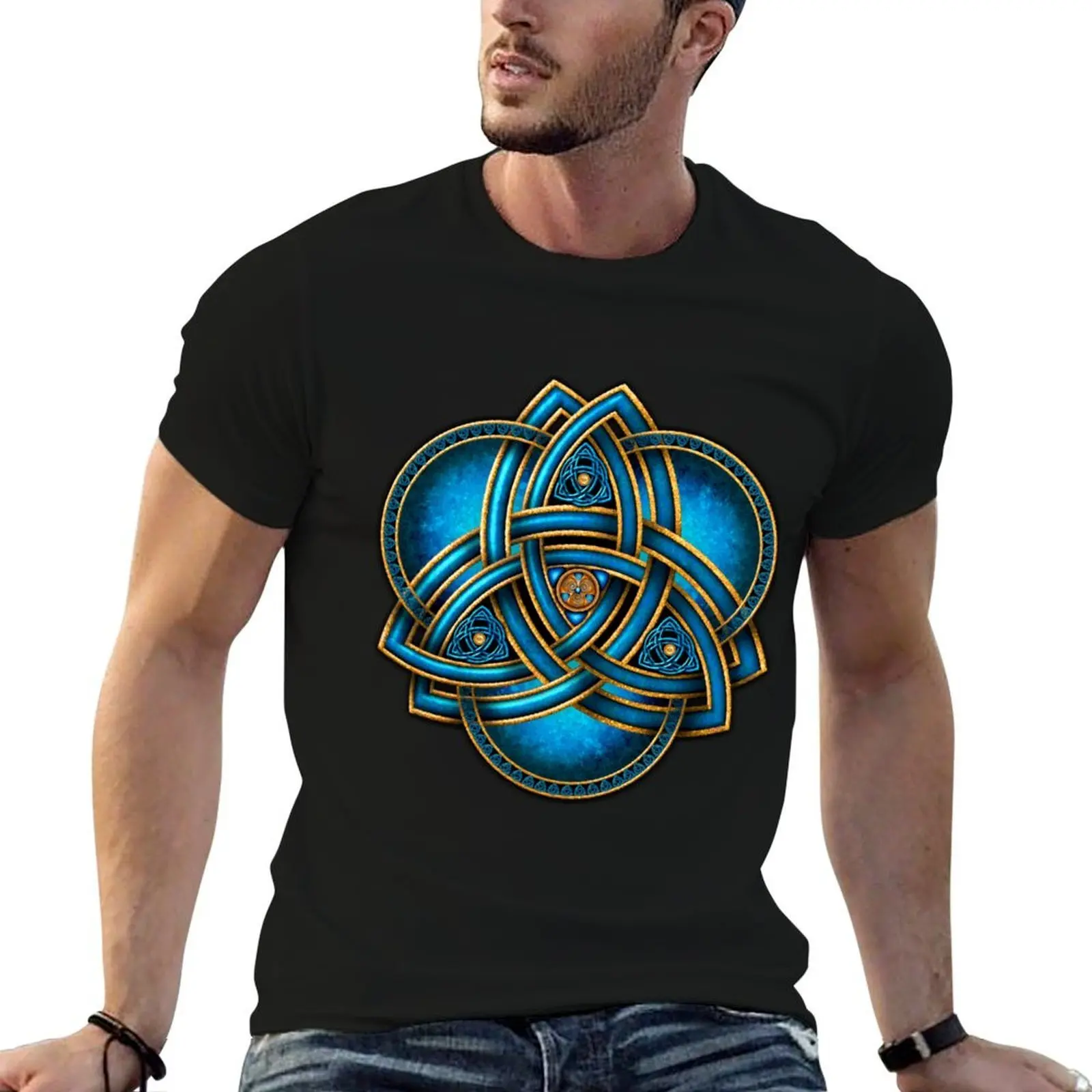 

Blue Celtic Triquetra T-Shirt t shirts for man pack white man t shirt summer T-Shirt