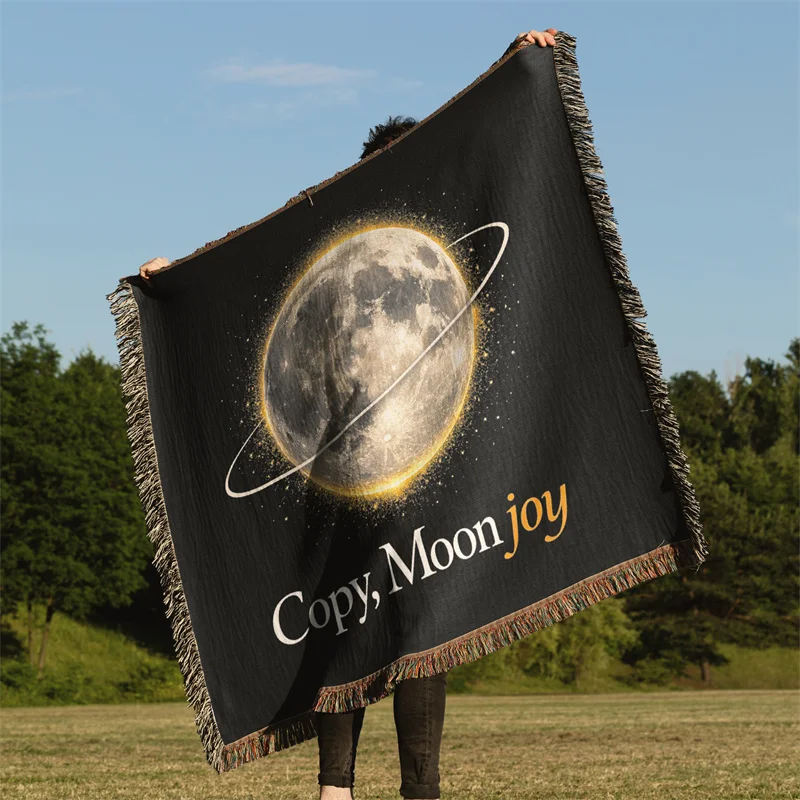 

Gaslight Gatekeep Girlboss Copy Moon Joy Funny Lunar Quote Graphic Jacquard Fringed Woven Throw Blanket with Tassel