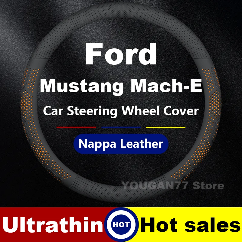 

Car Leather Steering Wheel Cover For Ford Mustang Mach-E Rally GT 2021-2024 Auto Steering Wheel Ford Interior Accessories