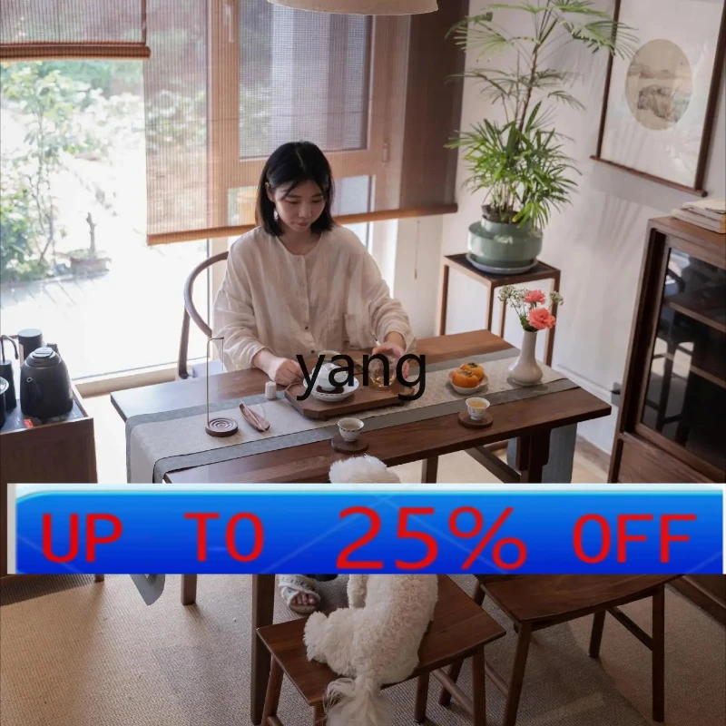 

LMM new Chinese black walnut solid wood balcony tea room tea table simple zen