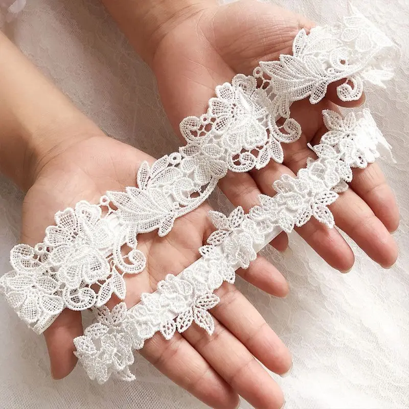 Women Embroidery Floral Lace Thigh Rings Set Wedding Prom Bridal Decorative Stre