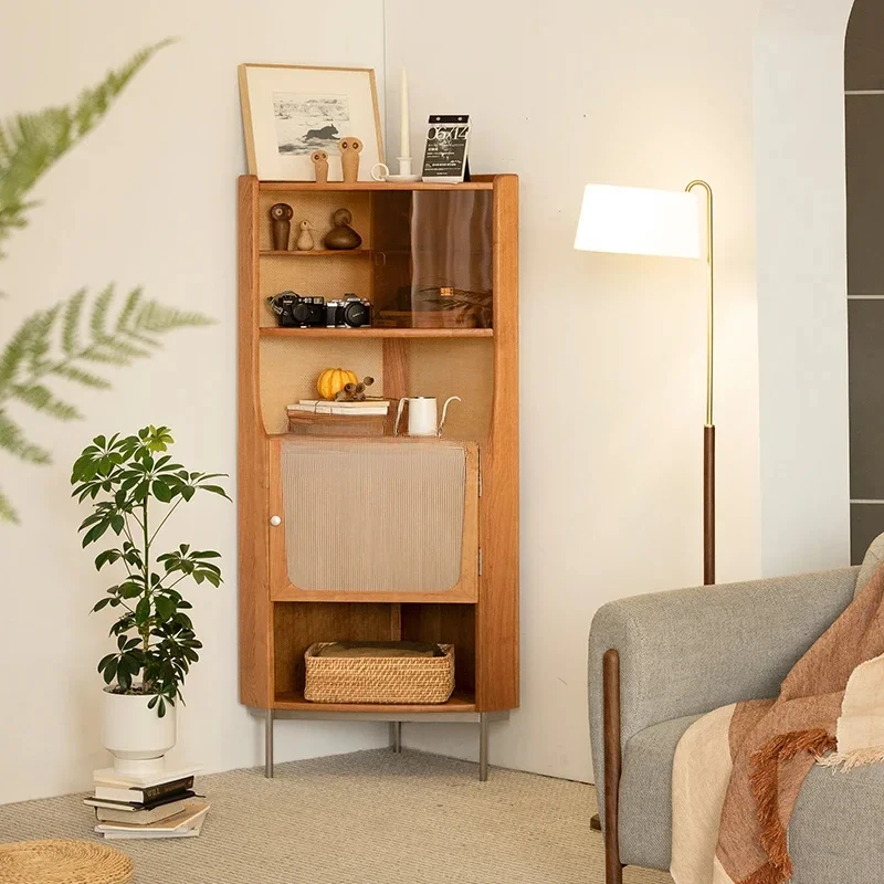 Retro solid wood corner rack floor corner cabinet corner cabinet