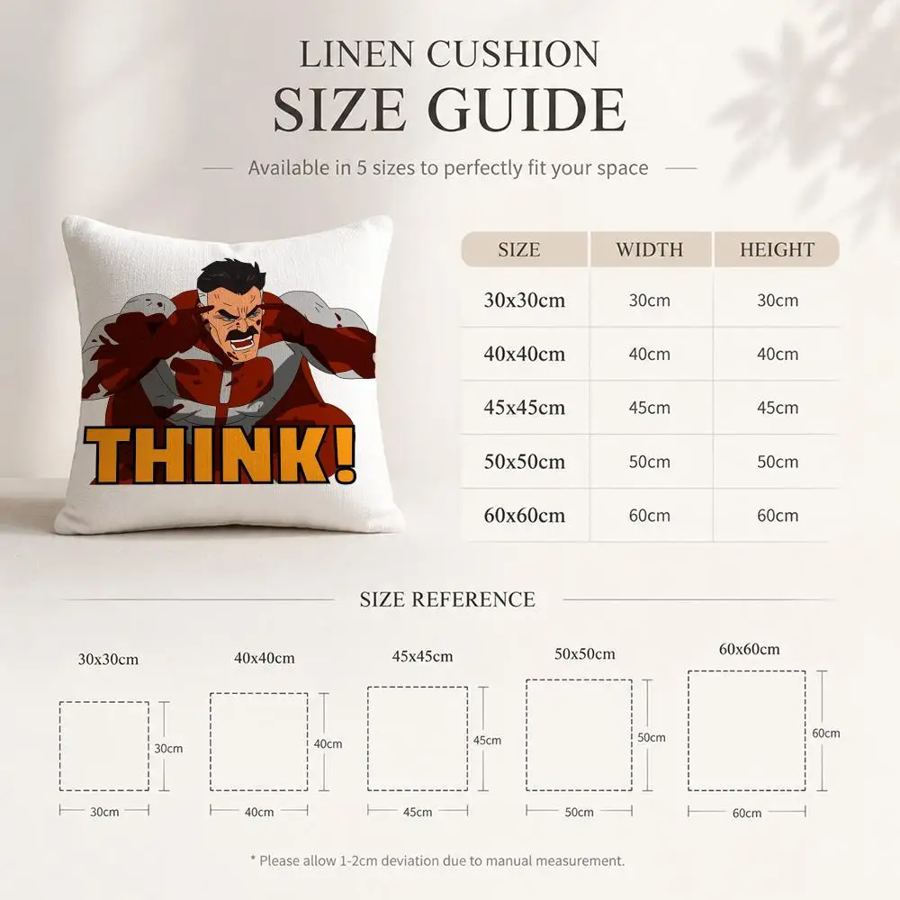 I-Invincible Omni Man Cushion Cover Linen Double-Sided Decorative Sofa Couch Bedroom Living Room Home Decor Pillow Case