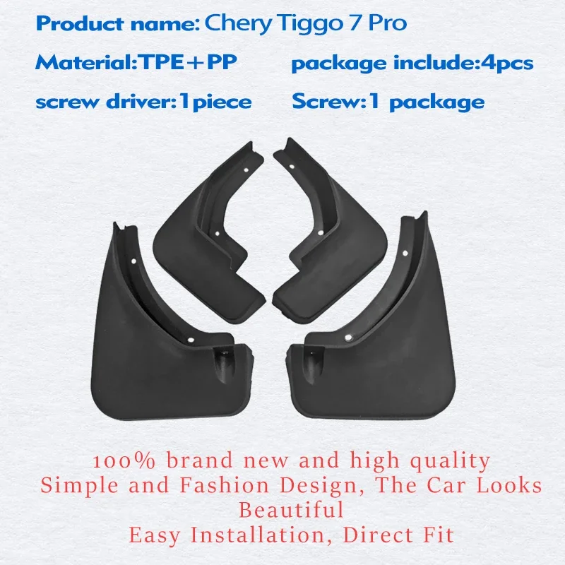 2020-2022 Mudguard FOR Chery Tiggo 7 Pro Mudguard Fender Mud Flap Guards Splash Car Accessories Auto Styline Front Rear 4pcs