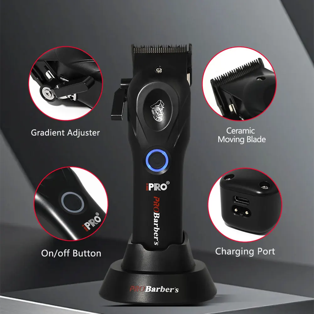 IPRO S1081 ماكينة قص الشعر الكهربائية الاحترافية 8800 دورة في الدقيقة عالية السرعة 4500 مللي أمبير في الساعة عمر البطارية الطويل مشط مغناطيسي قابل للفصل لتشذيب الشعر #4