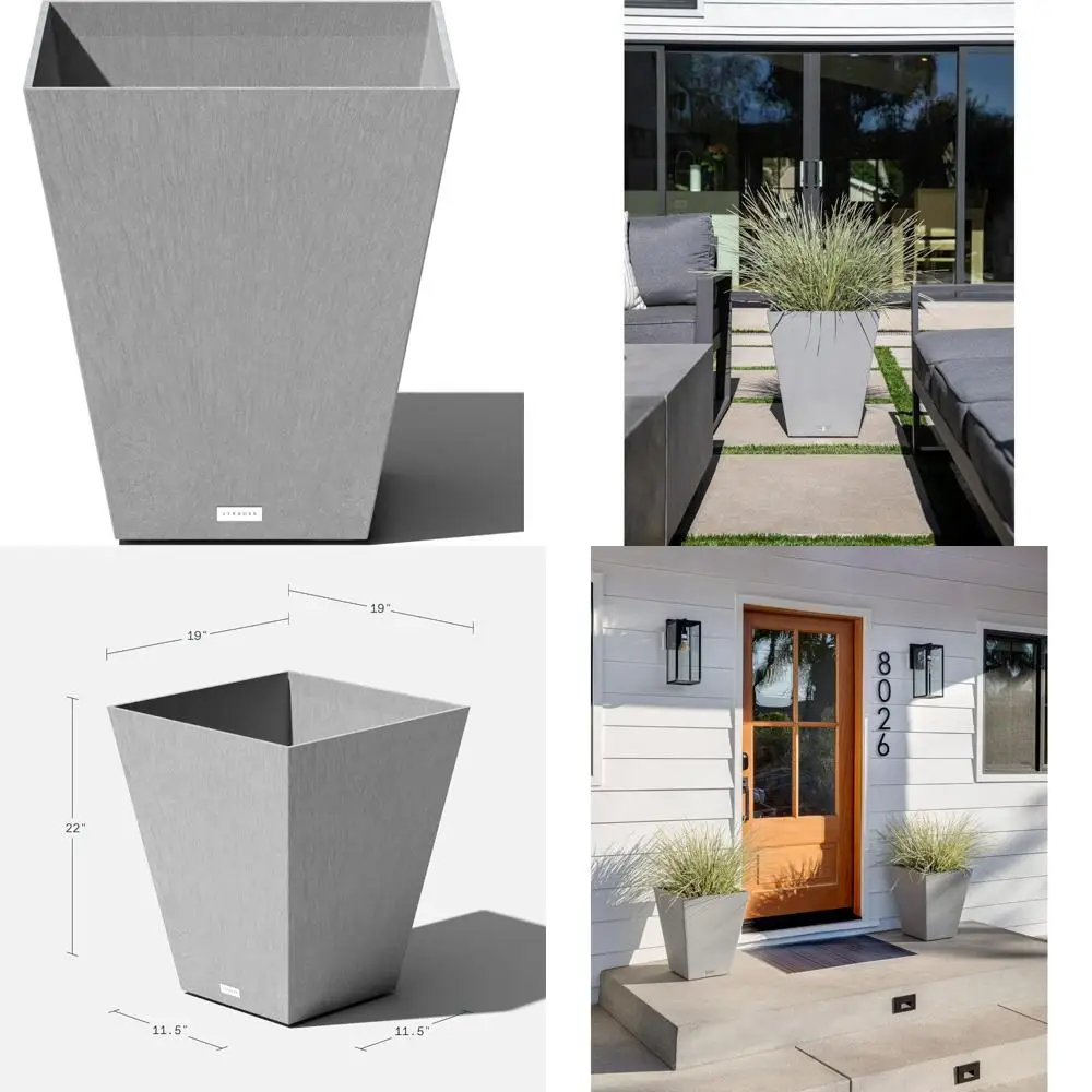 

Large Outdoor Indoor Planters - Durable Weather-Resistant Plastic Pots with Drain for Porch/Patio Use