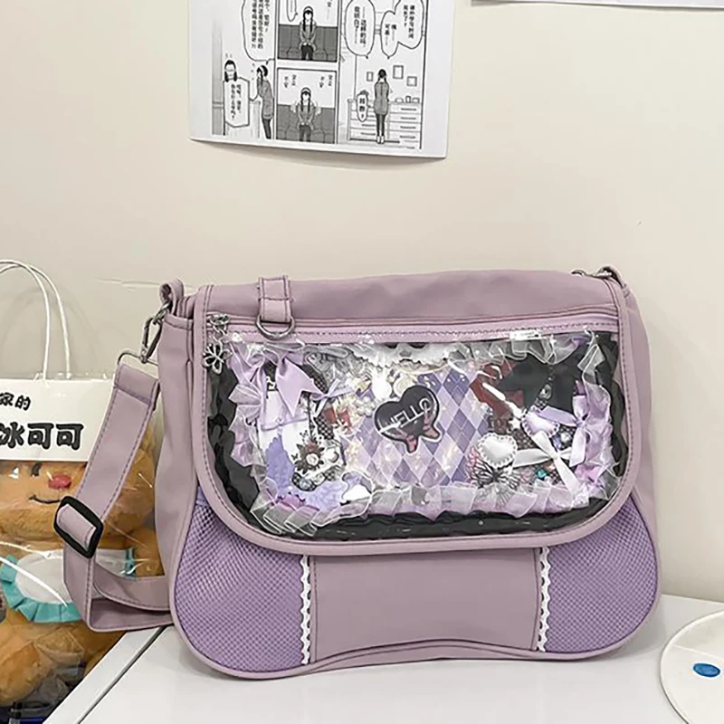 

HAEX Casual Nylon Ita Bag Women Fashion Students DIY Anime Badge Crossbody Shoulder Bolso Mujer Aesthetic Dopamine Bag Female