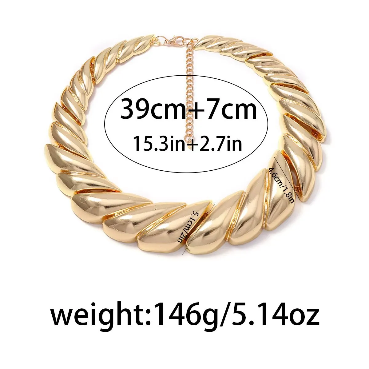 Vintage Metall Gedrehte Massive Choker-Halskette für Frauen, Statement-Schmuck, Geschenke für Feiertage und Partys – Detail 1