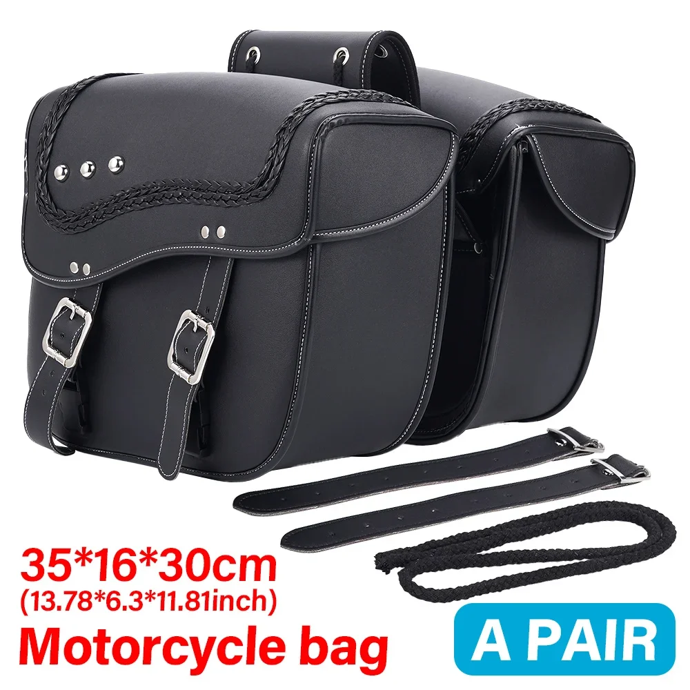 A Pair of Motorcycle Saddle Side Large Capacity Waterproof Storage Bags Designed for Suzuki/yamaha/honda 35.5X15X28.6C