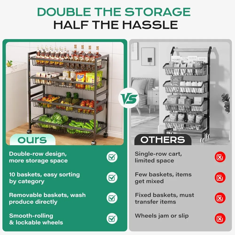 4-Tier Kitchen Storage Cart: The Ultimate Rolling Pantry Solution thumbnail