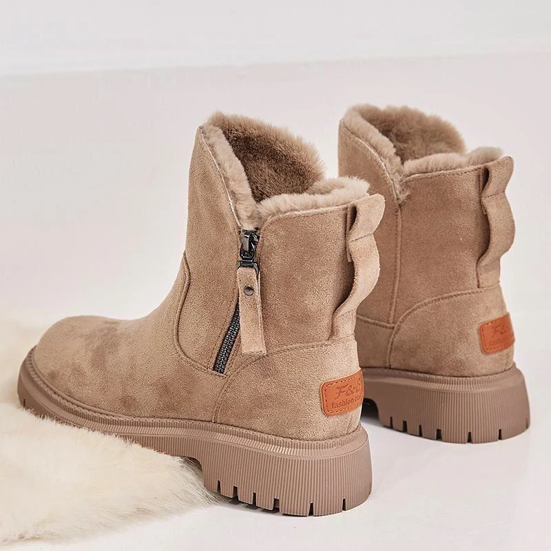 

2022 Thick Plush Snow Boots Women Faux Suede Non-slip Winter Boots Woman Keep Warm Cotton Padded Shoes Platform Ankle Booties