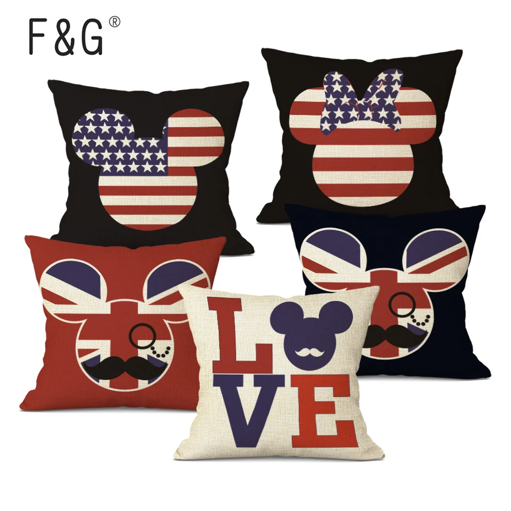 

American Flag British Flag NewYork City Printed Customized Cushion Cover Home Decorative Euro Retro Vintage Throw Pillow Case