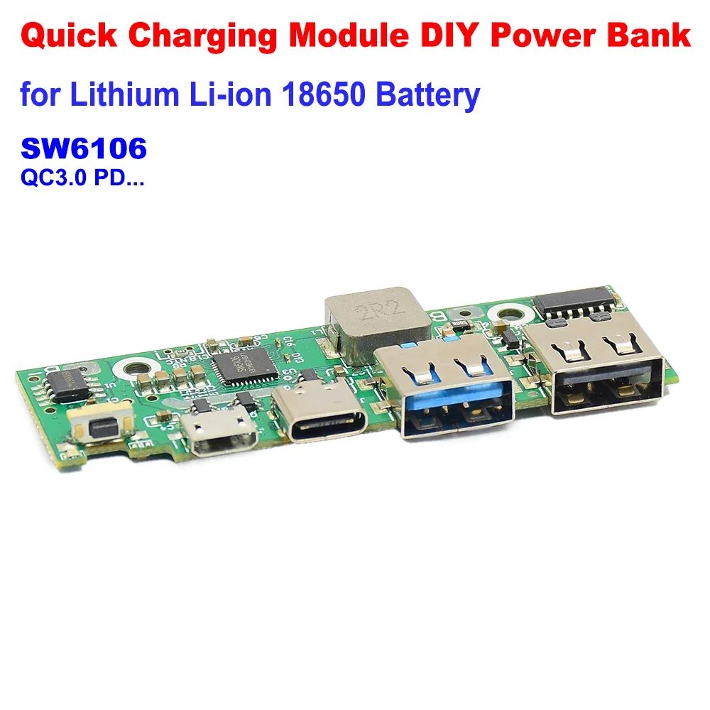 USB Type-C QC 3.0 PD Quick Charging Board 5V 9V 12V Fast Charger module SW6106 Chip for Lithium Li-ion18650 Battery Power bank