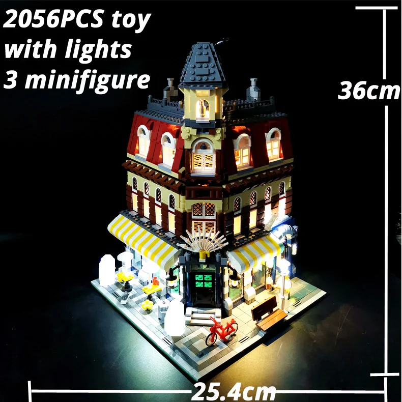 2133pcs Creative Expert Cafe Corner Ctiy Hotel Modular Street View 15002 Building Block Sets Compatible With Model