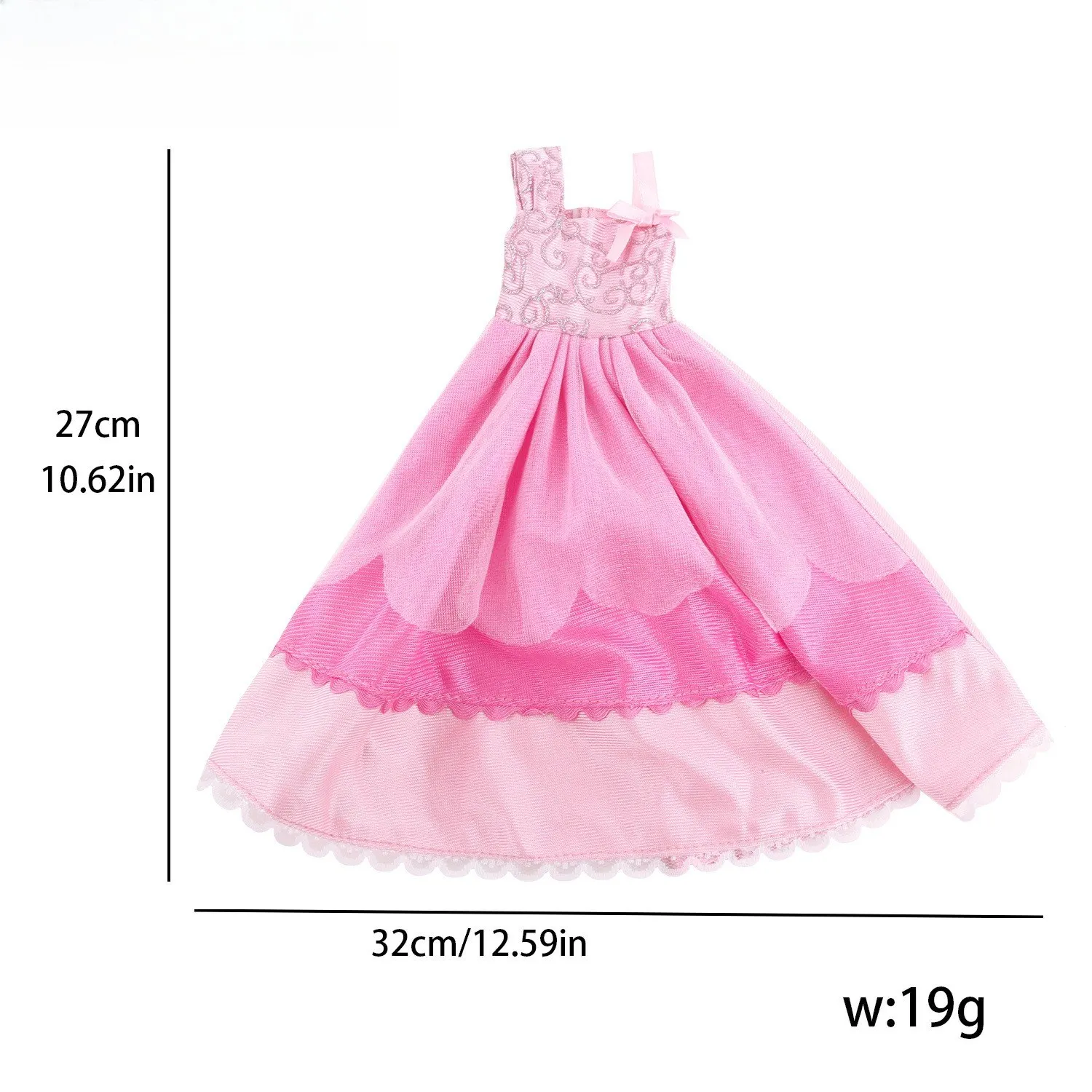 14-Zoll-Reborn-Mädchenpuppe, einteiliges Prinzessinnenkleid-Puppenkleidungsset aus rosa Spitze