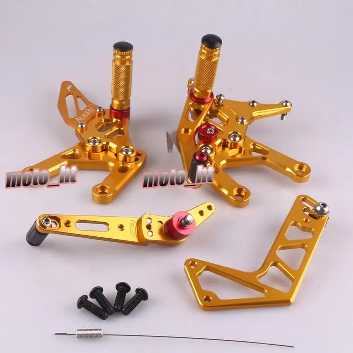 1Set Gold Adjustable Motorcycle Rearset Foot Pegs Footrest For Yamaha YZF R1 2015 2016 / YZF-R1 15 16 Aluminum Alloy