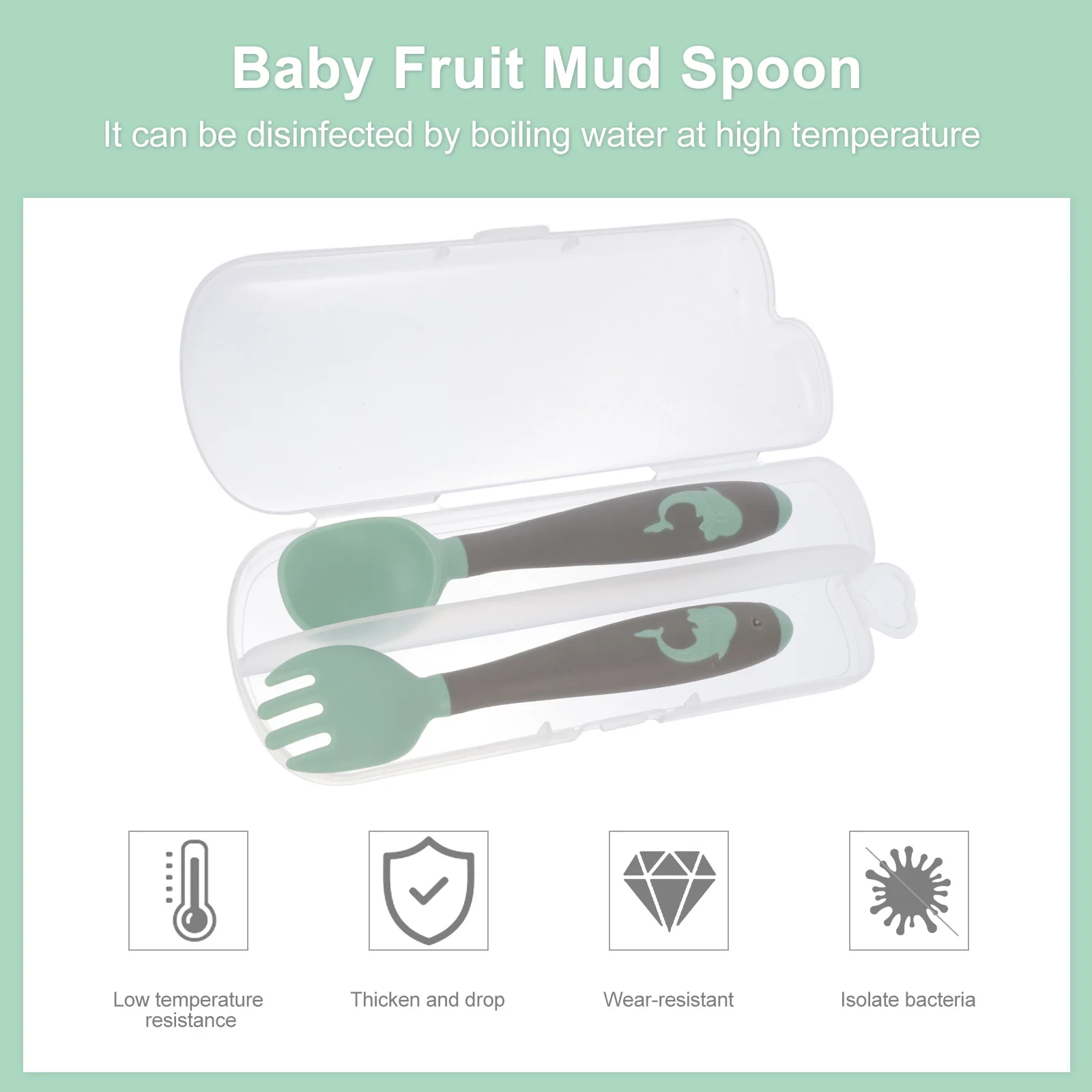 1 conjunto de garfo colher do bebê conjunto grau alimentício material seguro fácil aperto para treinamento alimentação dobra talheres ferramenta refeição crianças