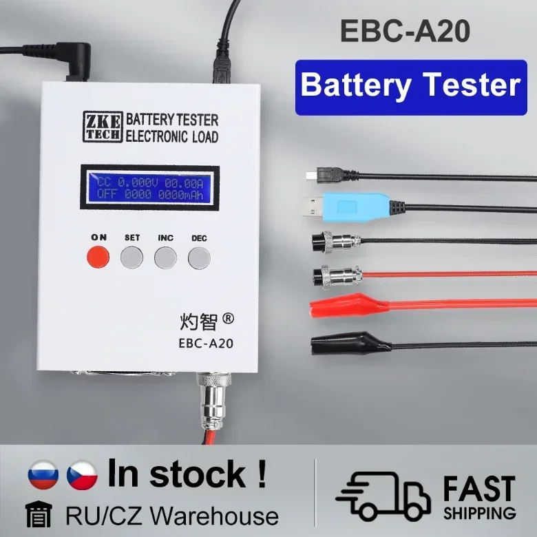 EBC-A20 Battery Tester 30V 20A 85W Lithium Lead-acid Battery Capacity Tester 5A Recharge 20A Discharge Support Software Control