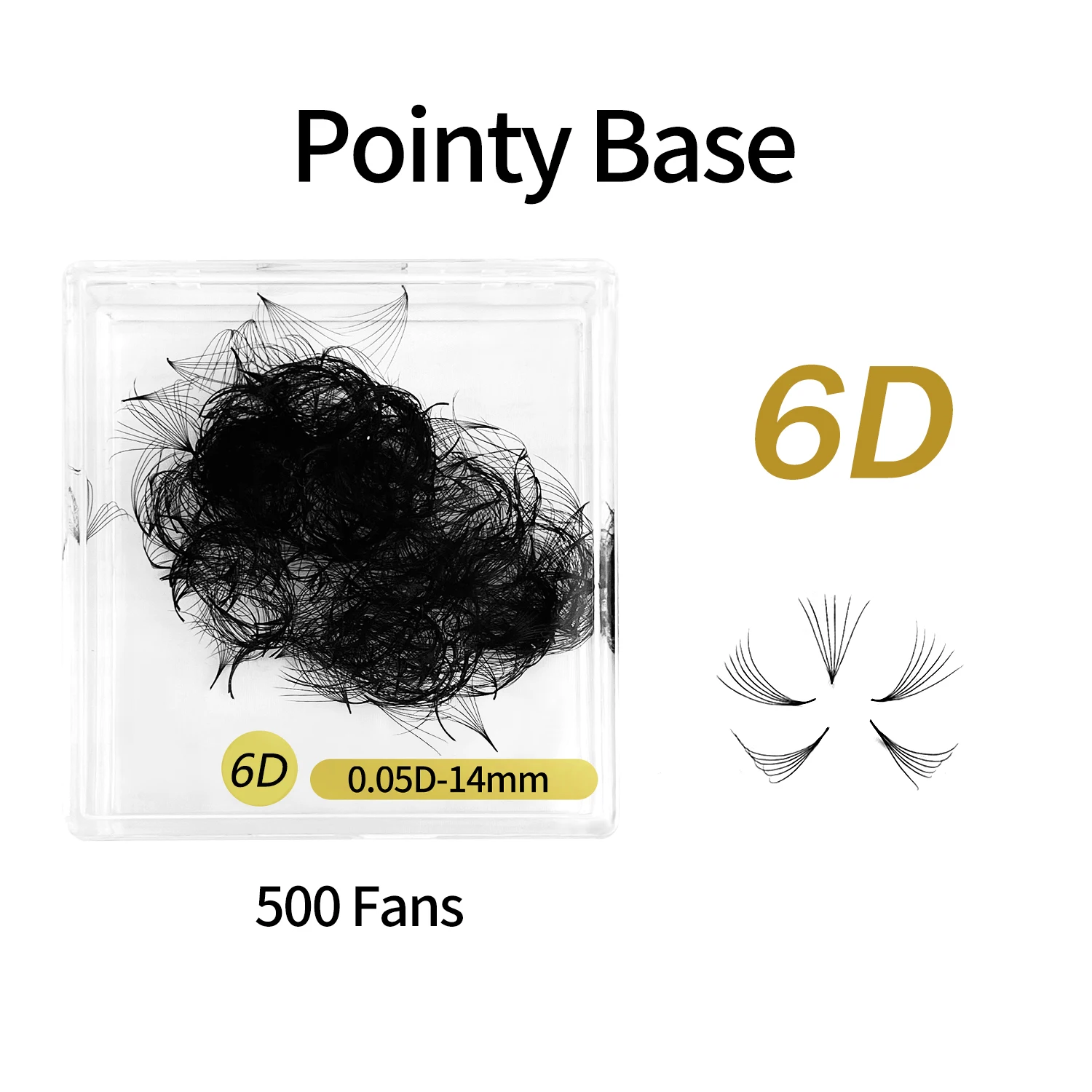 ABONNIE 500 Fans Свободные веерные ресницы 6D-20D 8-18 мм заостренная основа Готовые средние стержни Острые тонкие русские объемные ресницы — фото товара