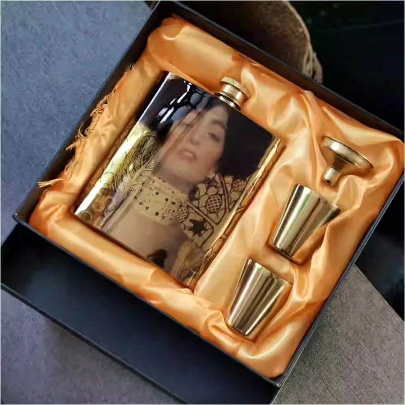 

8oz Portable stainless Flagon Hip Flasks set with cups funnel for Whiskey Vodka Wine Pot outdoor Drinking Bottle gift box 97