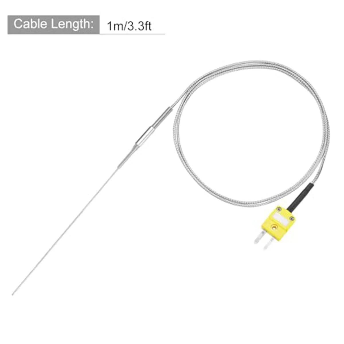 B66C K Type Thermocouple with Plug, Meter Temperature Sensor Probe -50 to 1100°C,3.3ft Wire 0.5x150mm