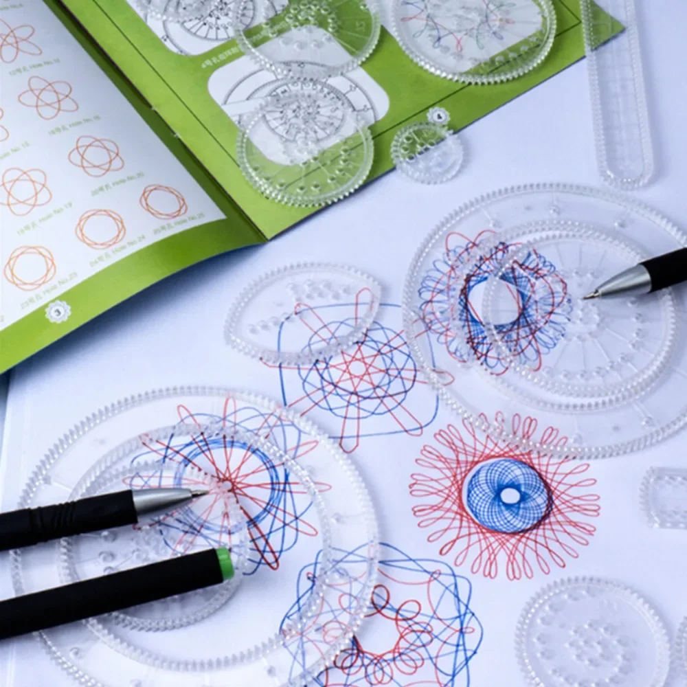 Spirograph-Design de luxe avec engrenages et roues imbriqués, design en spirale, jouets à dessiner, nouveau, 2024, 18 ensembles