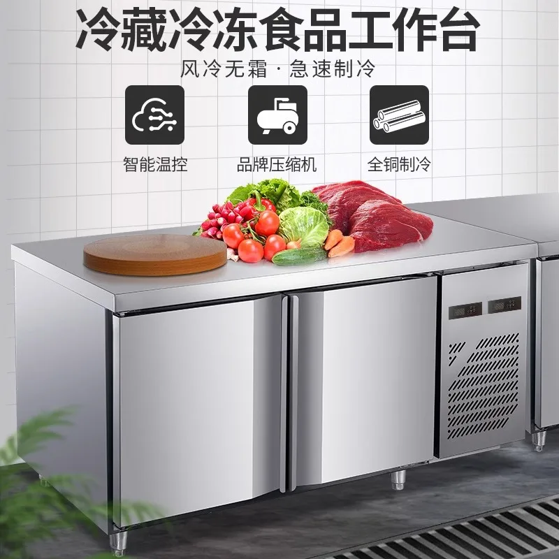 

Refrigerated workbench Commercial freezer Freezer Stainless steel console Kitchen restaurant Milk tea shop Fresh-keeping cabinet
