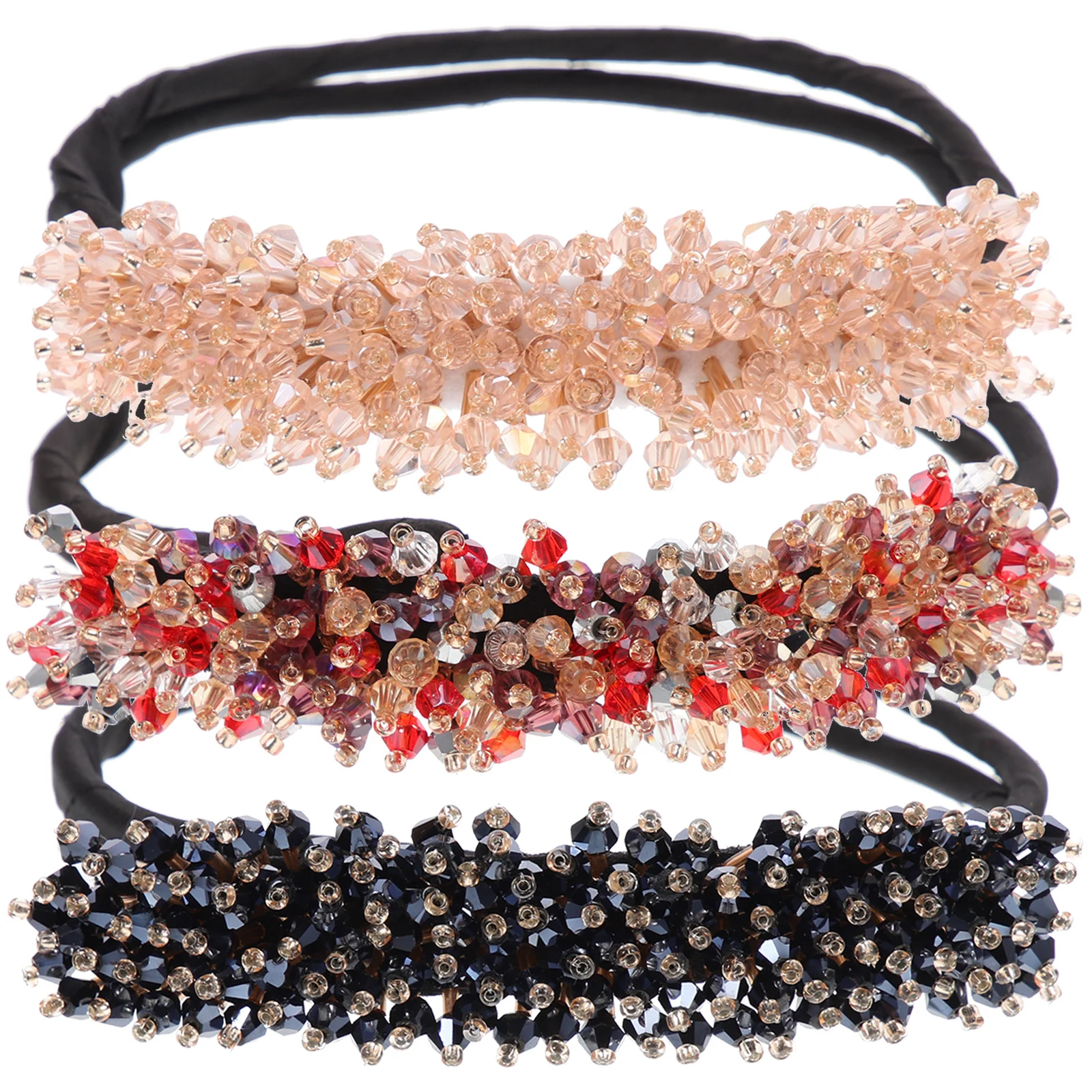 

3Pcs Women Hair Bun Maker Glitter Curler Shaper Tool for All Hair Types Fast Updo Solution for Sports Fitness Cheerleading Daily