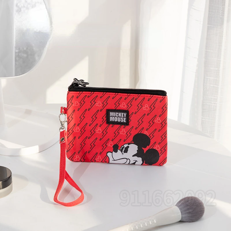 Disney-bolsa de cosméticos Original de Mickey para mujer, bolsa de cosméticos portátil de dibujos animados, gran capacidad, cero billetera, juego de