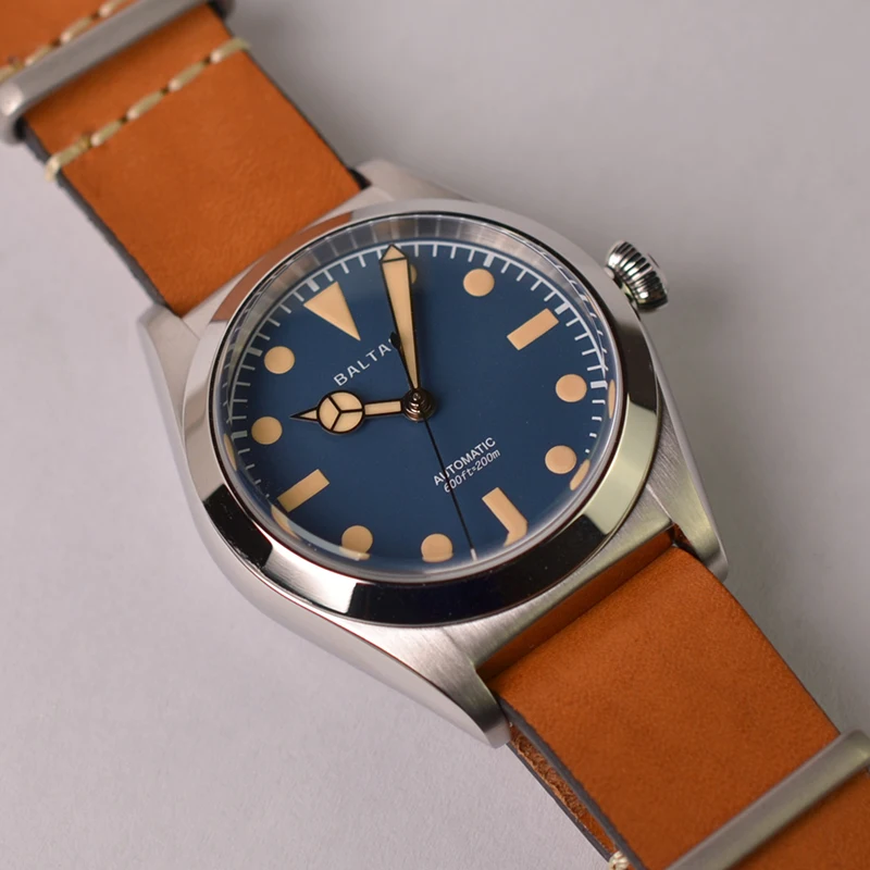 Homage Bubbleback Retro Baltany Wristwatches Sapphire 200M Waterproof Leather 316L Stainless Steel Vintage Automatic Watches