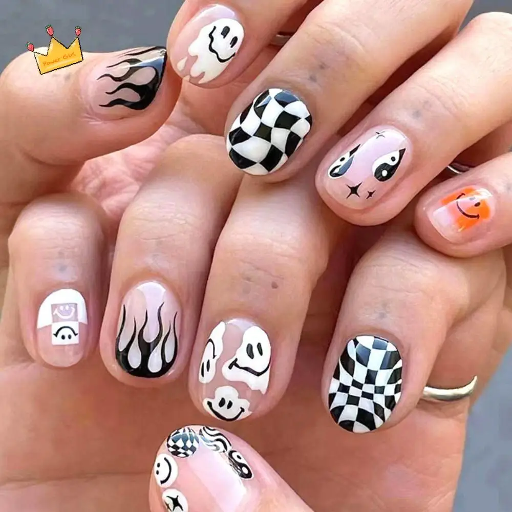 

Visual Impact Halloween Fake Nails Various Styles Detachable Pumpkin Ghost False Nails DIY Festive Atmosphere Handmade Wear Nail