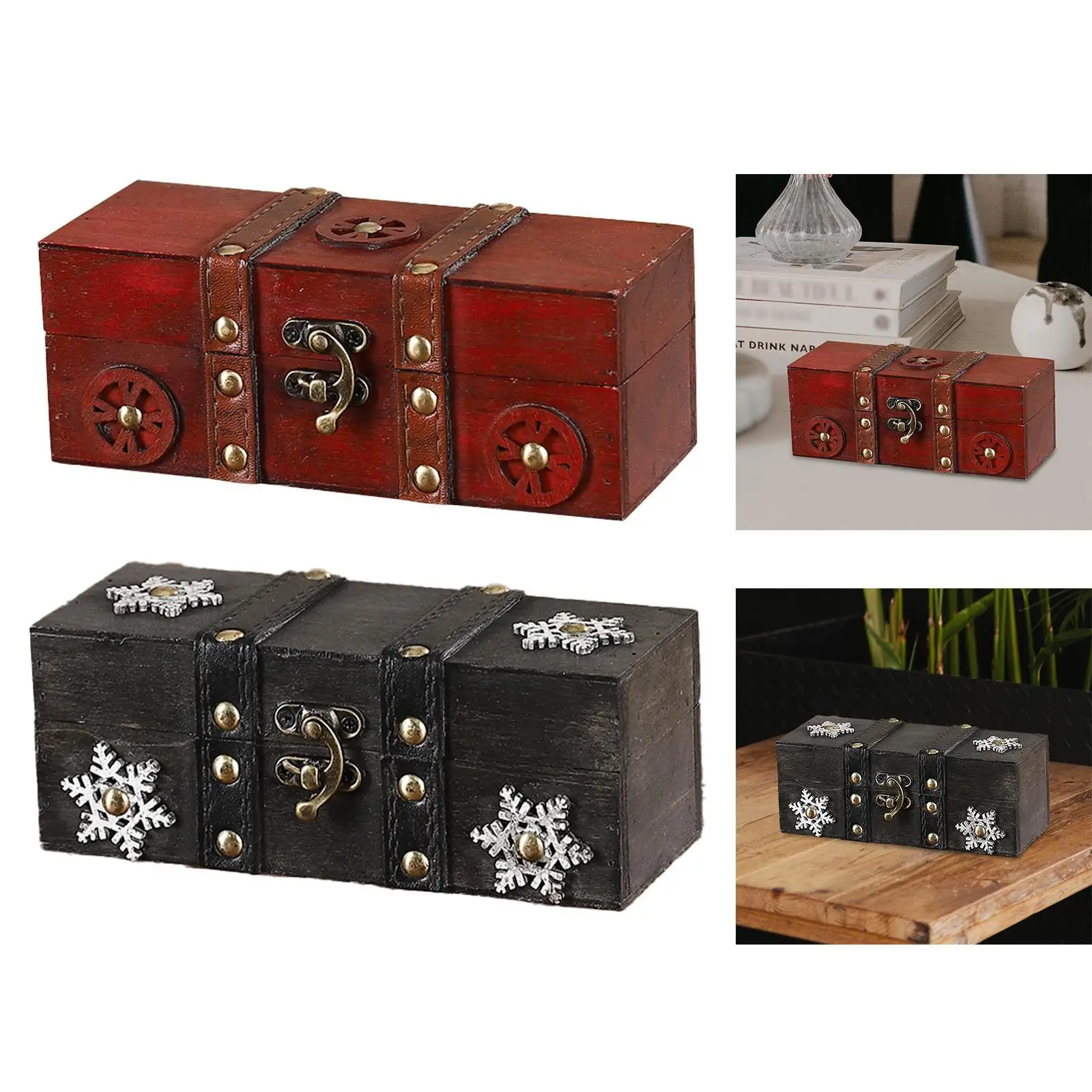 

Wooden Jewelry Box Jewelry Organizer Container Wood Treasure Case for Pendant Charms