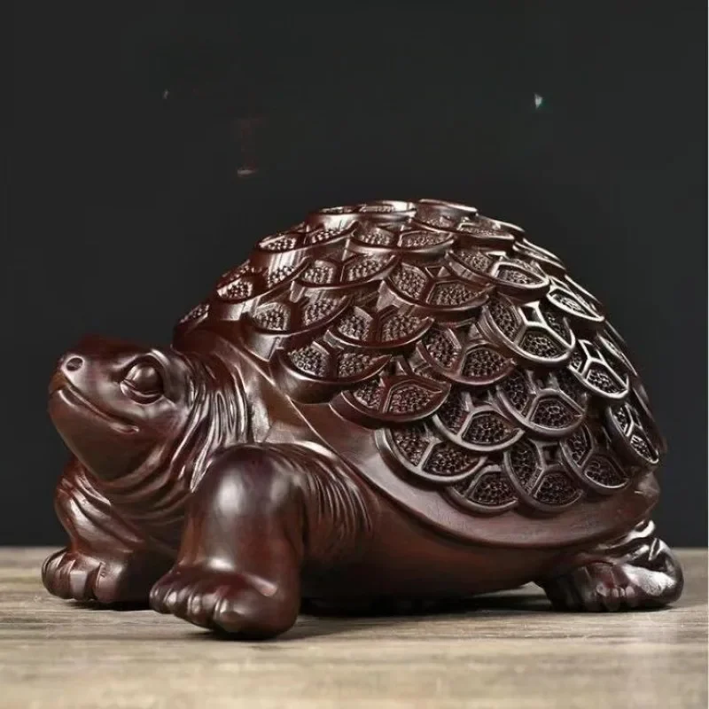 

Wood Carved Scarab Living Room Decoration Office Desktop Feng Shui Transfer Decoration Red Solid Wood Turtle Gift