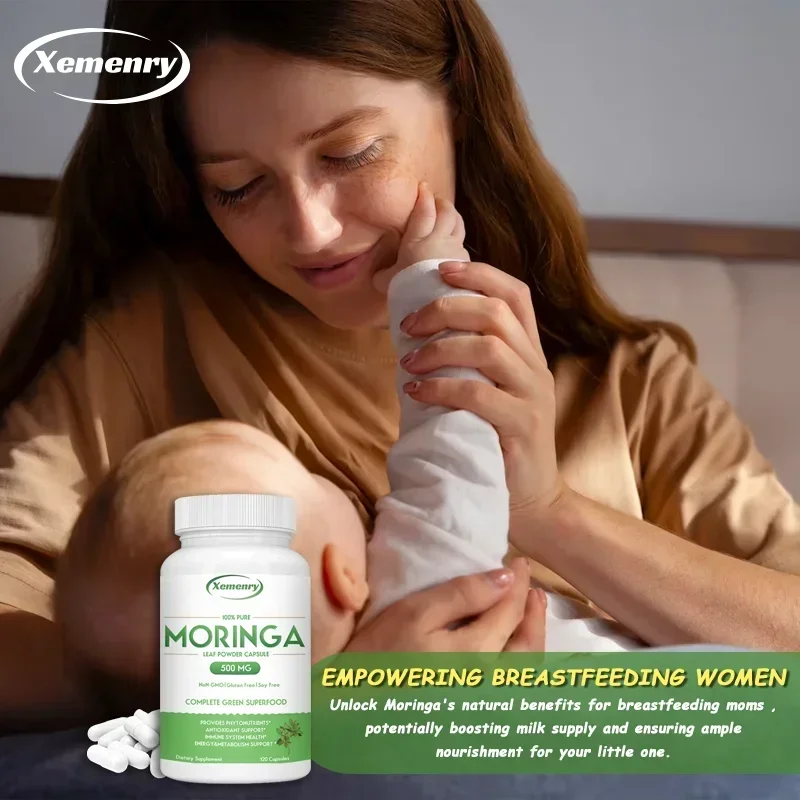 Moringa Capsules - Nutritional Vegan Green Superfood for Immune System, Energy, Metabolism and Lactation