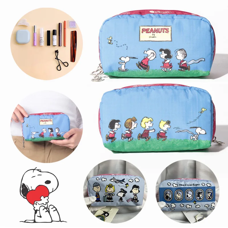 Snoopy borse cosmetiche portatili borse per il trucco alla moda per la conservazione dei cartoni animati per le donne borsa per il trucco