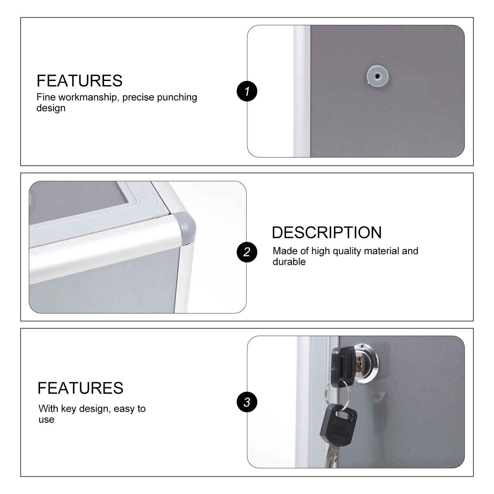 

Lockable Aluminum Alloy Suggestion Box Mailbox Metal Post Box for Office Employee Student Fundraising Donation