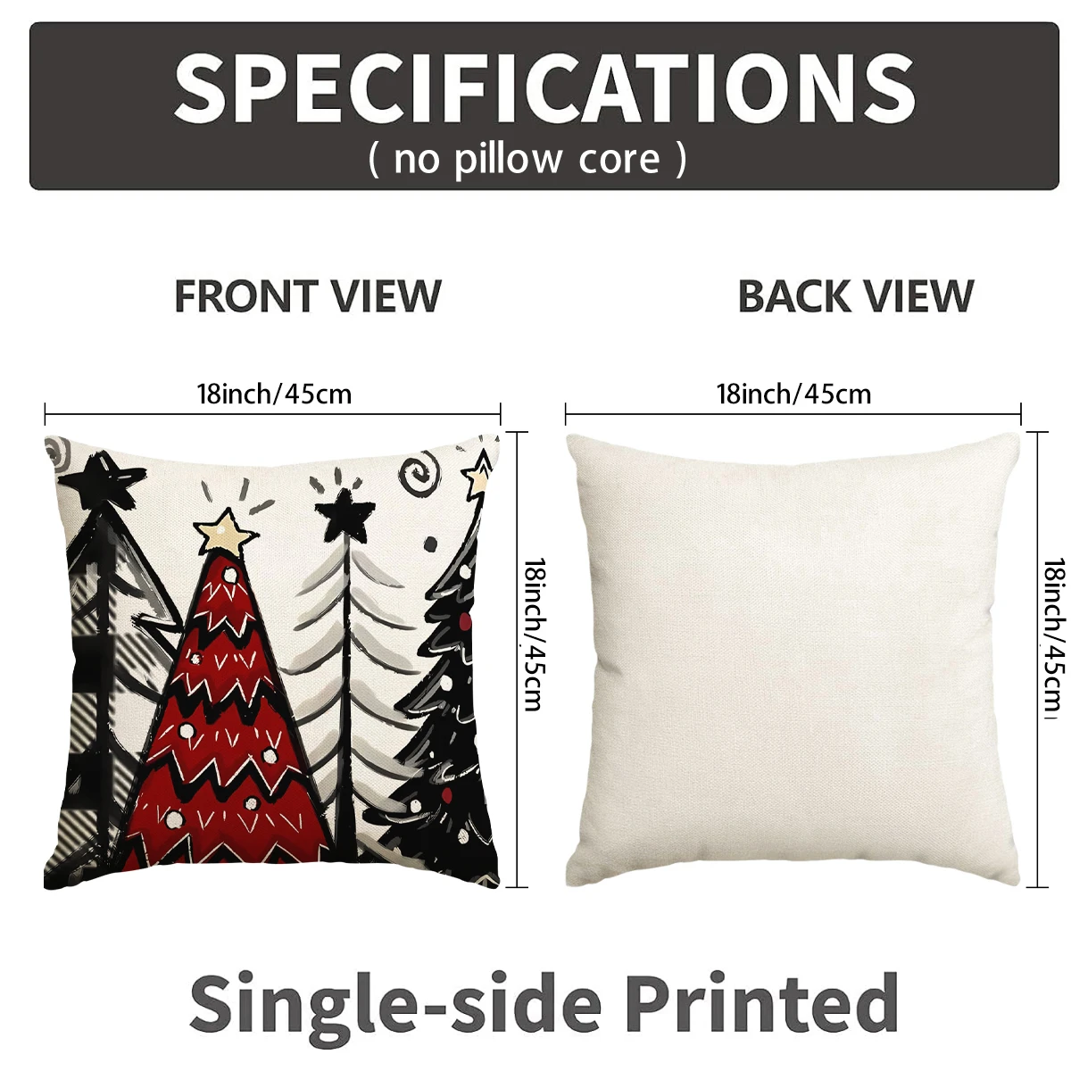 1/4pcs Christmas pillow cover, red snowflake letter printed cushion cover, Christmas decorative pillowcase (without pillow core)