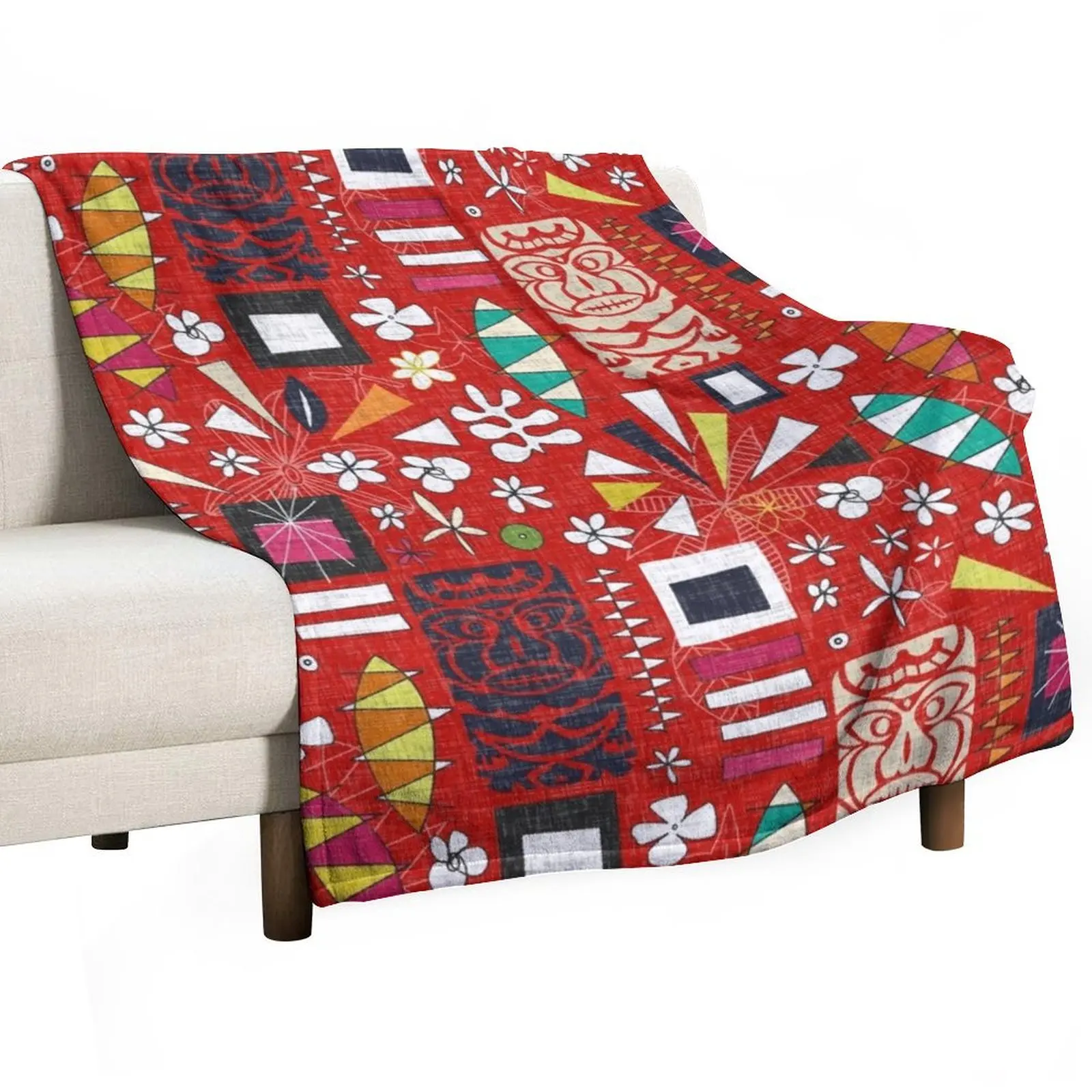 

tiki red Throw Blanket No Pilling Soft Warm Blanket for Bed