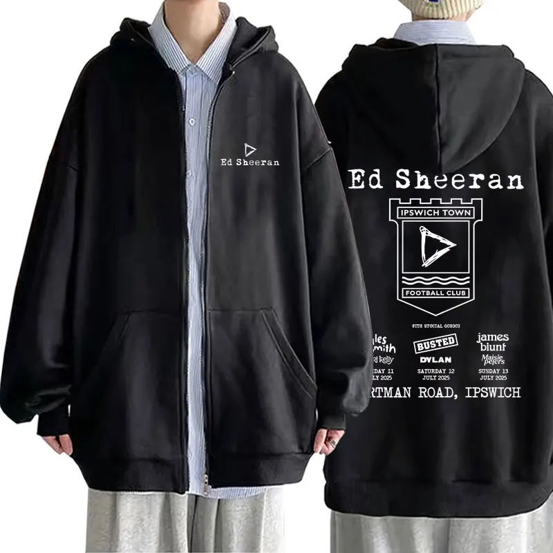 

Ed Sheeran Tour 2025 Zipper Hoodie Men Women Fashion Pop Music Oversized Hoodies Male Vintage Casual Fleece Cotton Zip Up Jacket