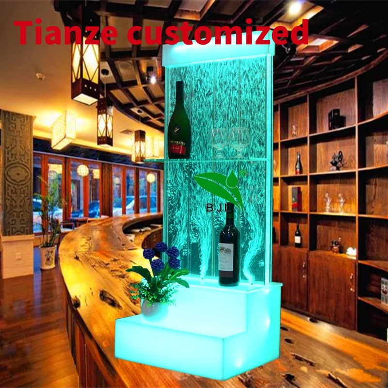 

(Customized) nightclub bar furniture LED glow floor standing water bubble panel wall wine display cabinets