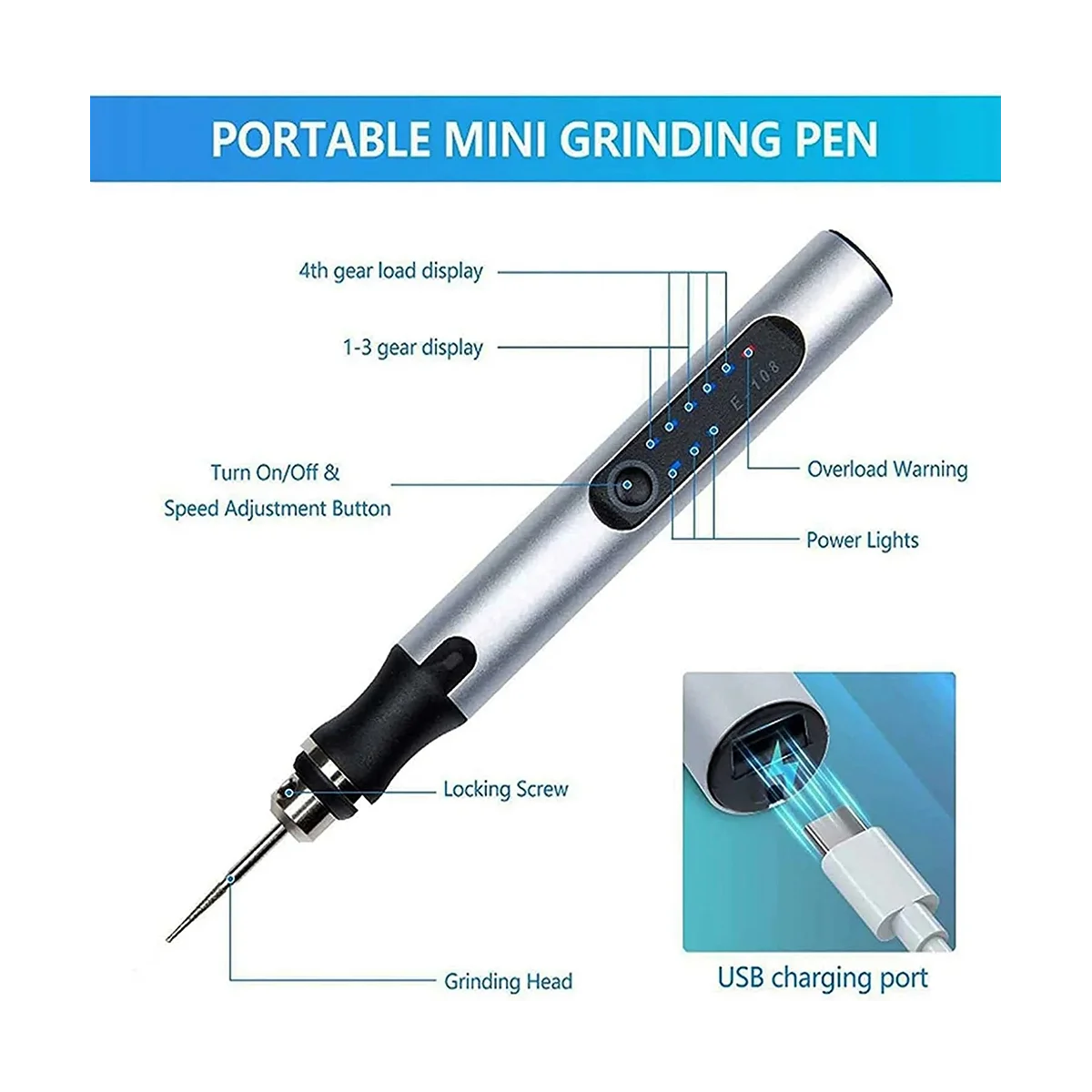 Usb Customizer Professionele Gravure Pen 30 Bits, Oplaadbare Gravure Pen Draadloze, Graveur Tool Voor Metaal